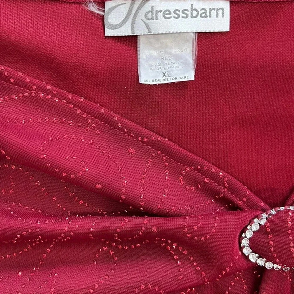 Dressbarn Red Glitter Brooch Blouse XL - Picture 3 of 3